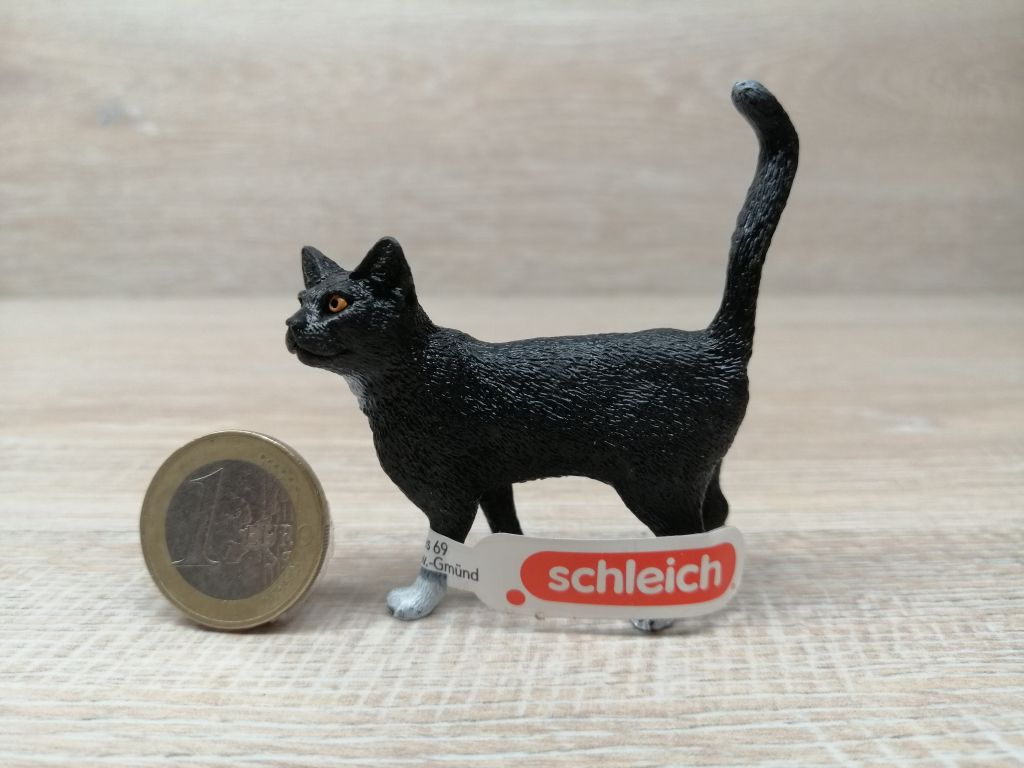 Schleich 13770 bzw WWF 17068 Katze stehend schwarz Fähnchen