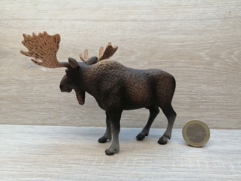SCHLEICH 14619 - Wild Life Elch Bulle Figur, Detailgetreu Handbemalt, Ca. 13,5x8x10 Cm
