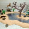 Schleich – 42558 Wasserstelle + 42257 Wasserfall + 42255 Wasserlauf + 3 extra Tiere – Bild 3