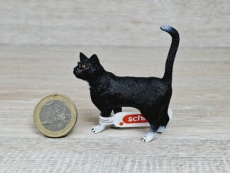 Schleich - 13770 bzw. [Treuefigur] 17068 Katze, stehend [schwarz] (Fähnchen)