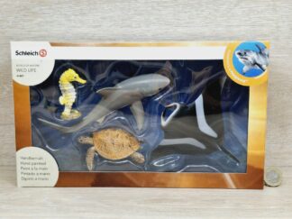 Schleich – 41407 Spielset Meerestiere [Weißerhai, Riesenschildkröte, Mantarochen, Seepferdchen] (OVP-Sammler)