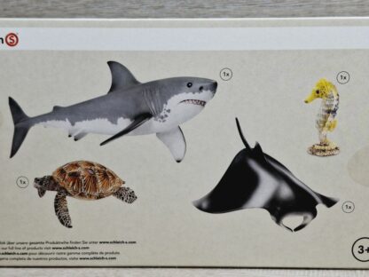 Schleich – 41407 Spielset Meerestiere [Weißerhai, Riesenschildkröte, Mantarochen, Seepferdchen] (OVP-Sammler) – Bild 2