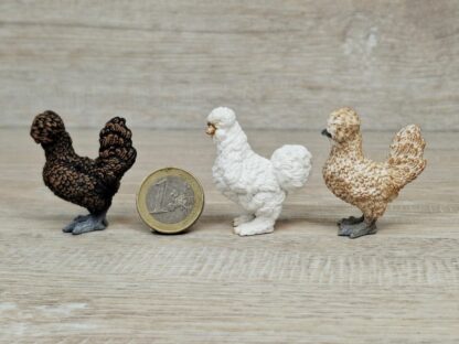 Schleich - 42574 Hühnerfreunde [2 Polnische Hühner + Seidenhuhn] – Bild 3