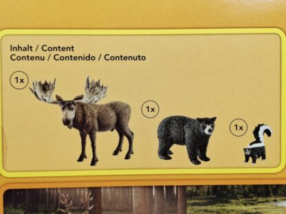 Schleich – 41456 Waldbewohner Nordamerikas [Elchbulle, Stinktier, Schwarzbär] (RAR) (mit OVP) – Bild 2