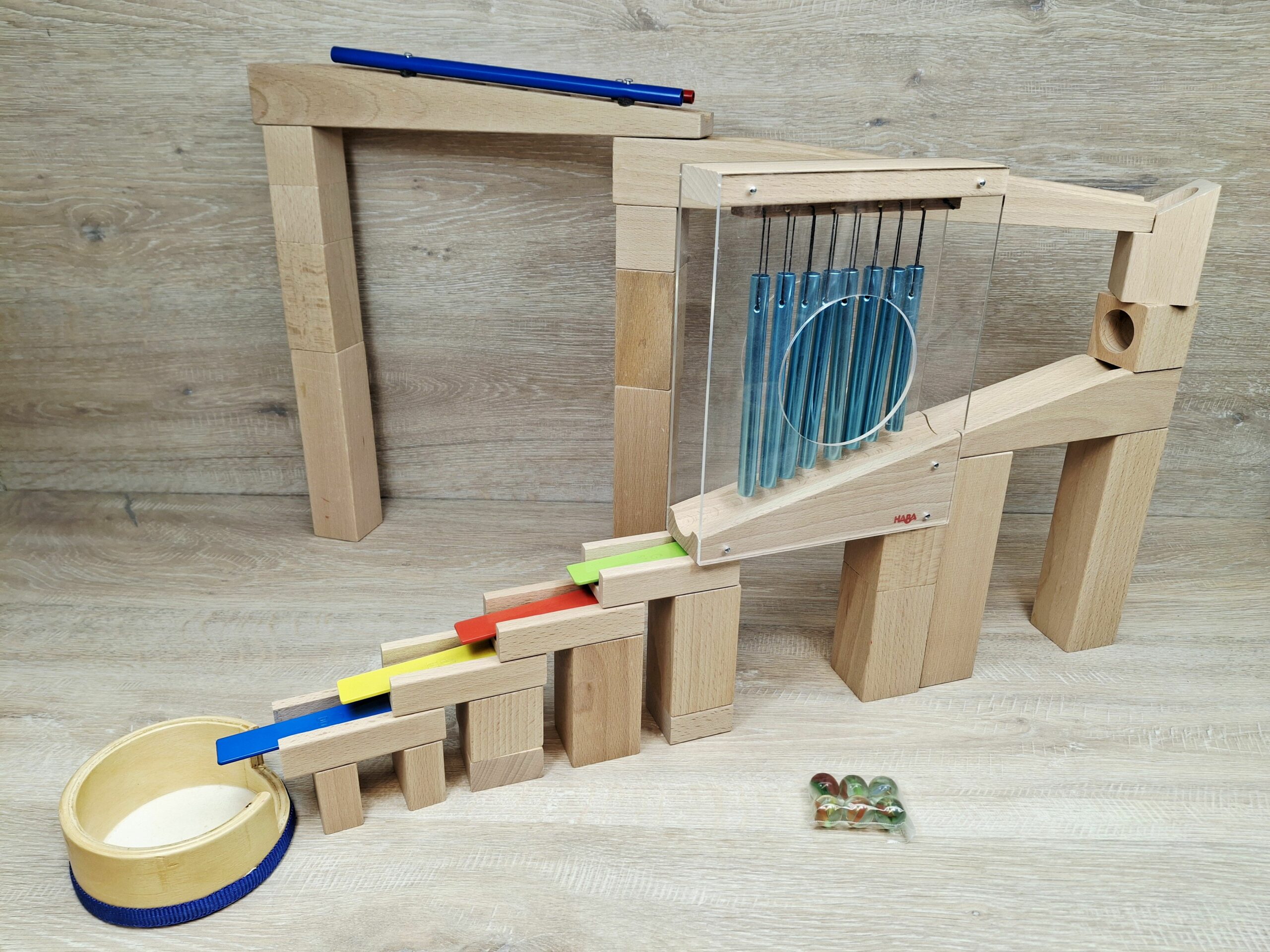 HABA - Kugelbahn - 3971 Grundpackung Klänge [Trommel, Klangstäbe, Klangbahn, Melodiesteine] [Kugelbahn-Bausatz]
